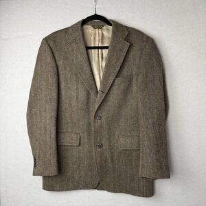 VTG J.Press Donegal Mist Brown Herringbone Tweed Blazer 39R Cashmere Mohair Wool